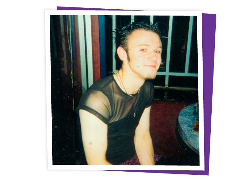 18 year old Jason sat in Regent’s park Night Club, late Wednesday night, which was the regular alternative student night for many years in Barnsley, 1999. Image donated by Jason White.
