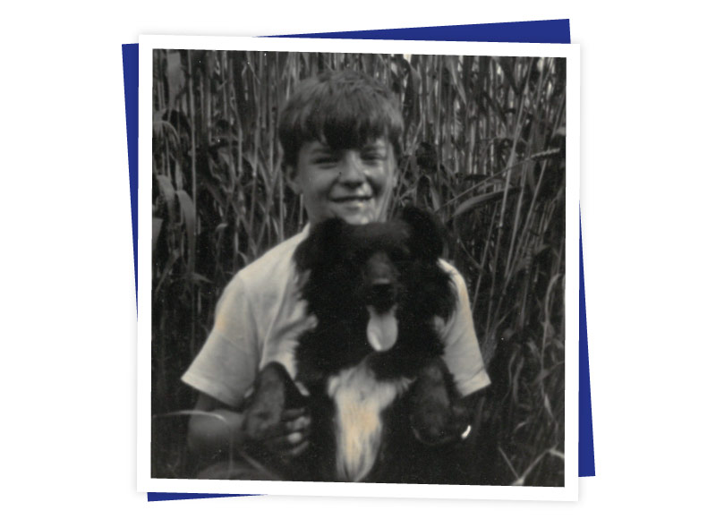 13 year old David at Cawthorne Basin with his dog Lance, 1956. Image donated by David Mollard.