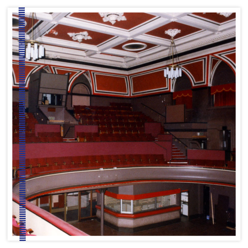 A view of The Civic’s main hall, taken from the Circle, a year and a half after The Civic closed in Spring 1998. © Barnsley Archives.