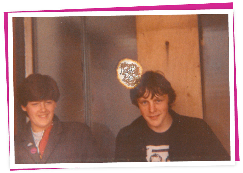 A teenage Tony Wright and friend pose for the camera, early 1980s. Image donated by Tony Wright.