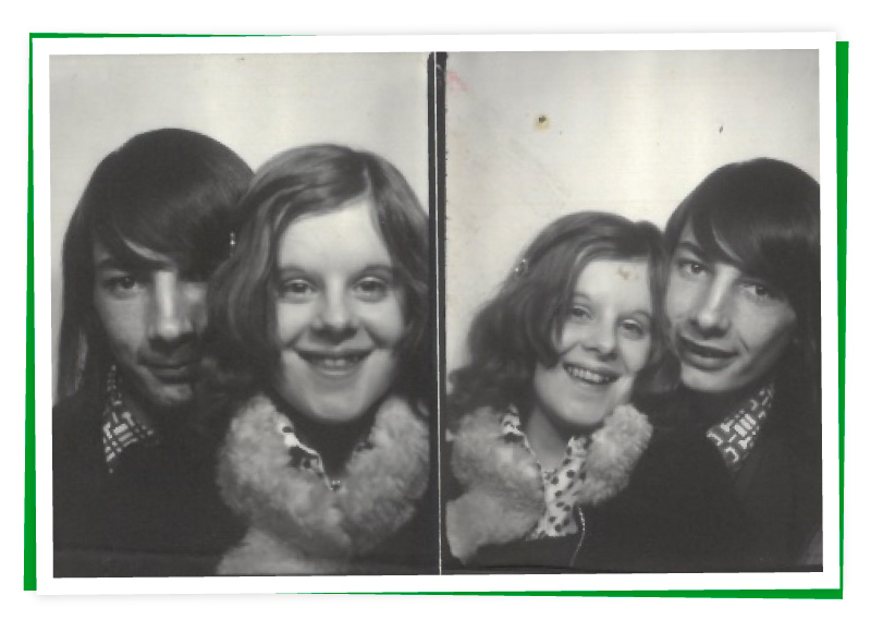 Teenage sweethearts Kath and Steve, taken in a photobooth, early 1970s. Image donated by Kath.